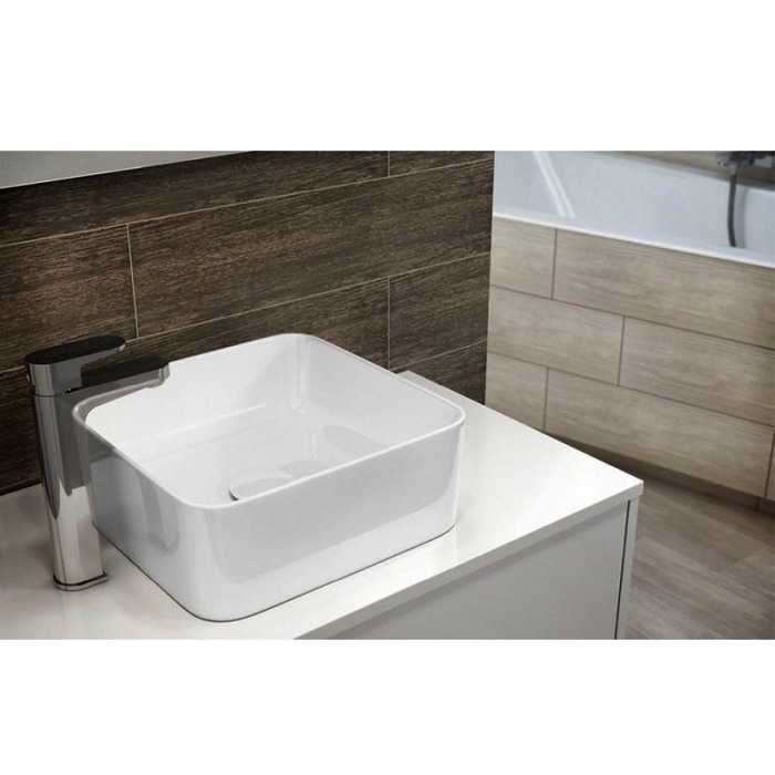 Lavoar Cersanit, Crea, patrat pe blat, 35 cm, alb [4]