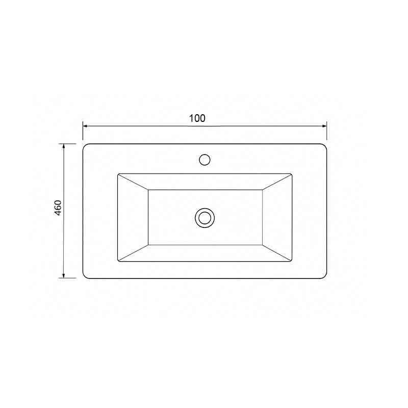 Lavoar compozit Fluminia PISA-100, cu colțuri rotunjite, 100 x 46 cm, alb mat [3]