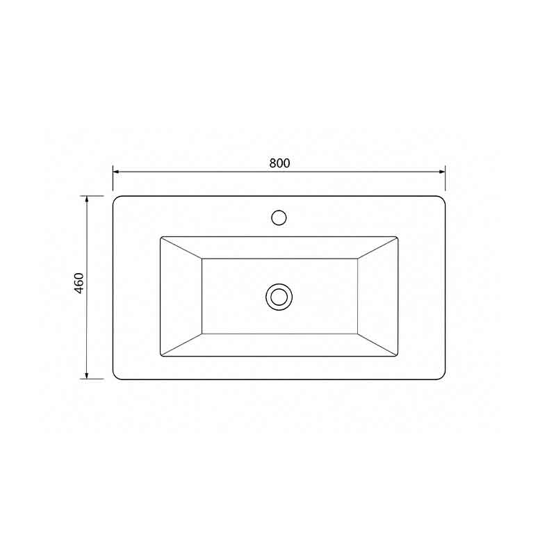 Lavoar compozit Fluminia PISA-80, cu colțuri rotunjite, 80 x 46 cm, negru mat [3]