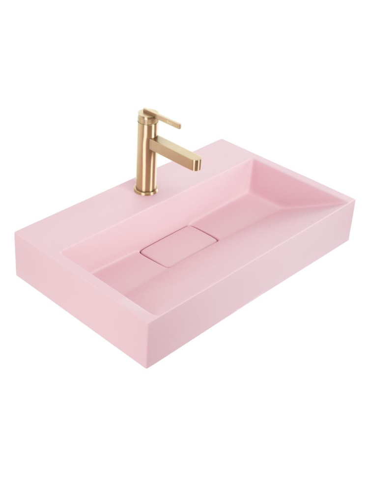 Lavoar pe blat Rea Goya Pink 60cm roz mat conglomerat cu cadru negru [8]