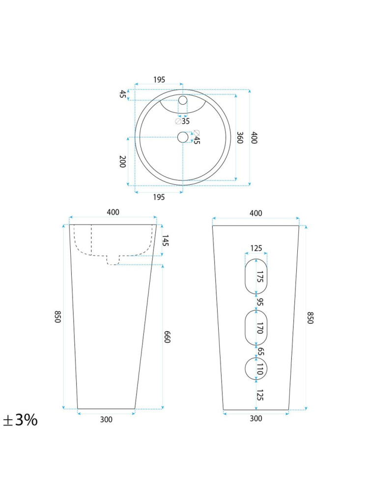Lavoar freestanding de sine stătător Ceramic Rea Blanka Savana Matt [11]
