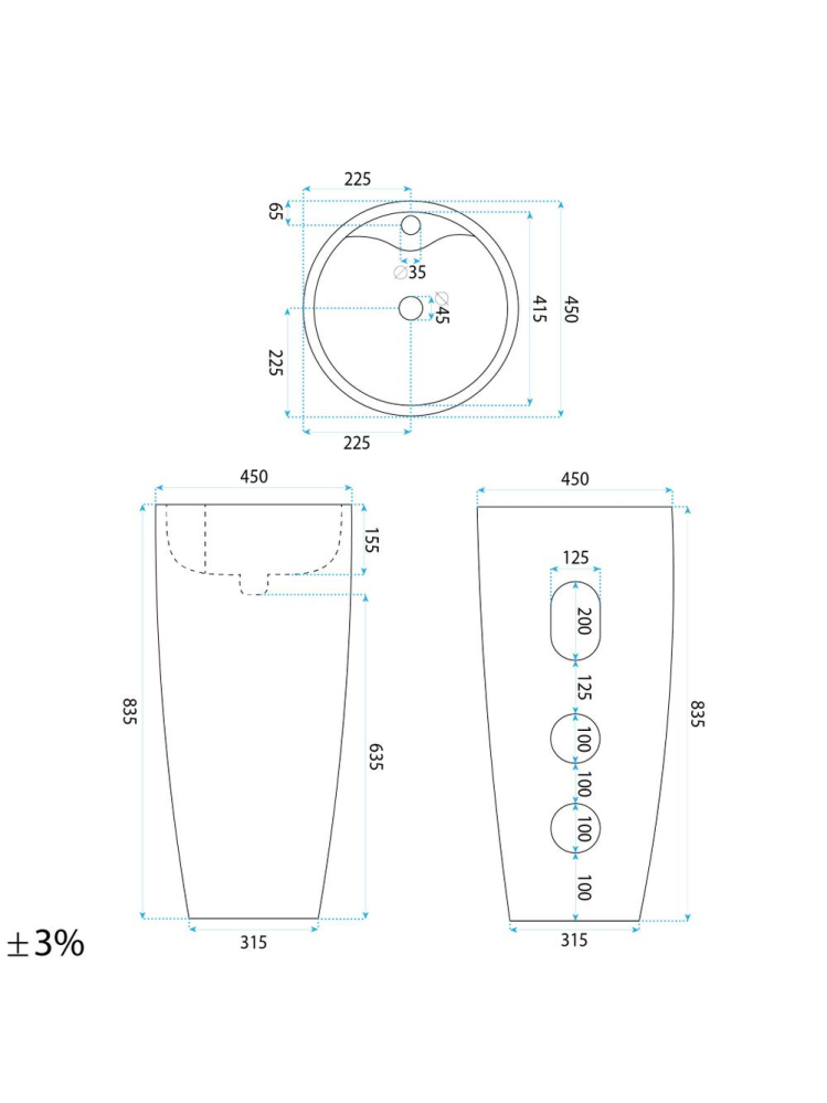 Lavoar freestanding de sine stătător Rea Anya Savana Matt [9]