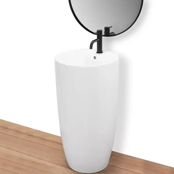 Lavoar freestanding Rea Anya rotund finisaj alb lucios 45 cm [3]