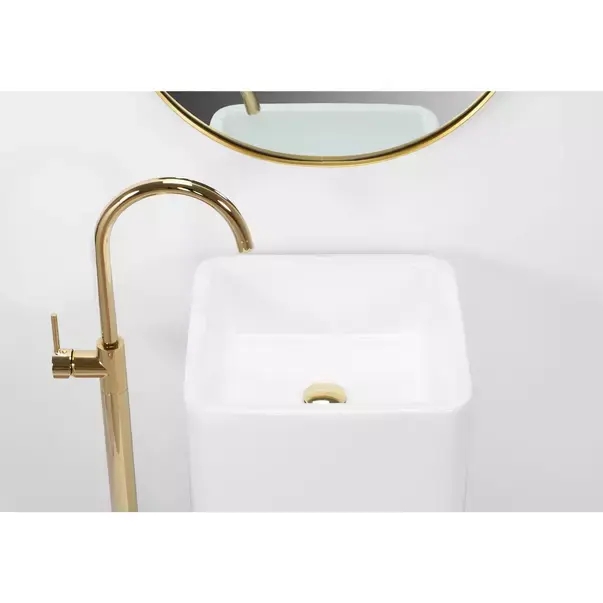 Lavoar freestanding Rea Holly dreptunghiular finisaj alb lucios 40 cm [4]