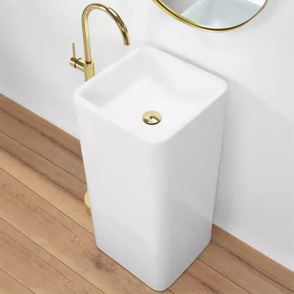 Lavoar freestanding Rea Holly dreptunghiular finisaj alb lucios 40 cm [1]