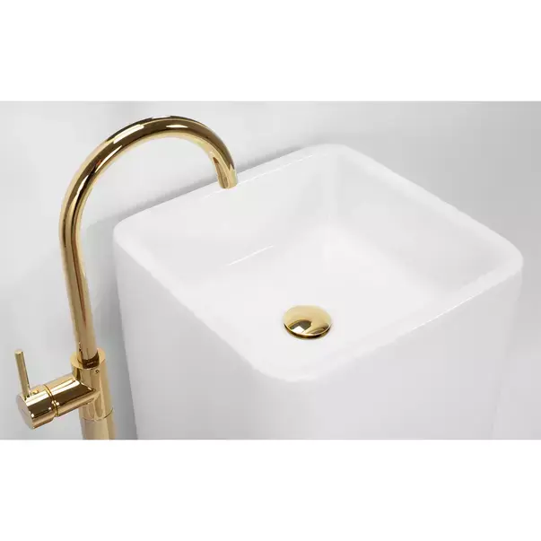 Lavoar freestanding Rea Holly dreptunghiular finisaj alb lucios 40 cm [6]