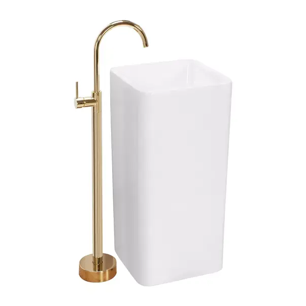 Lavoar freestanding Rea Holly dreptunghiular finisaj alb lucios 40 cm [2]