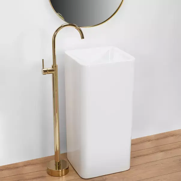 Lavoar freestanding Rea Holly dreptunghiular finisaj alb lucios 40 cm [3]