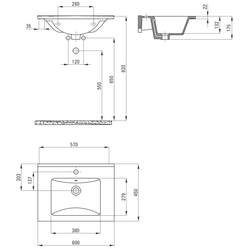 Lavoar incastrat Deante Floks alb 45x60cm [4]