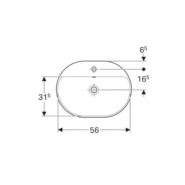 Lavoar incastrat Geberit Variform eliptic cu preaplin 60x45 cm [3]