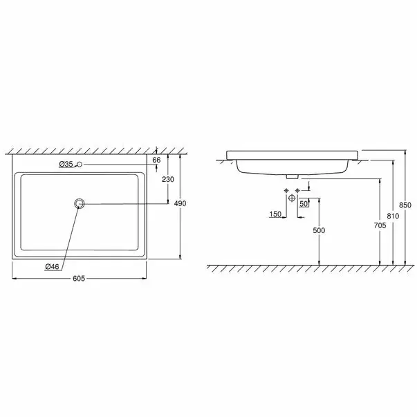Lavoar incastrat Grohe Cube Ceramic cu PureGuard 60.5x49 cm [4]