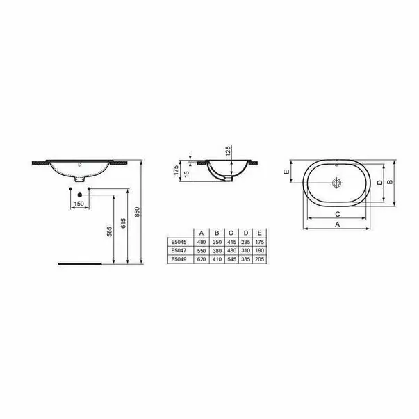 Lavoar incastrat Ideal Standard Connect 62x41 cm [2]