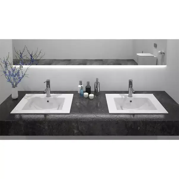 Lavoar incastrat Rea Dafne dreptunghiular finisaj alb lucios 62 cm [3]