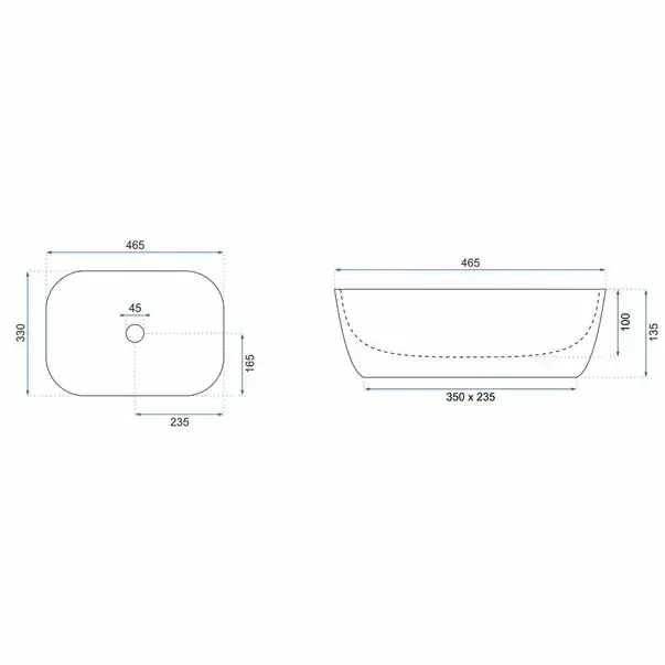 Lavoar negru/alb pe blat Rea Marbel 47 cm [6]
