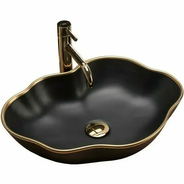 Lavoar negru/auriu pe blat Rea Pearl Gold Edge 51,5 cm [1]