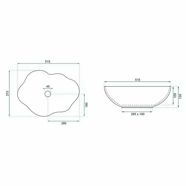 Lavoar negru/auriu pe blat Rea Pearl Gold Edge 51,5 cm [6]
