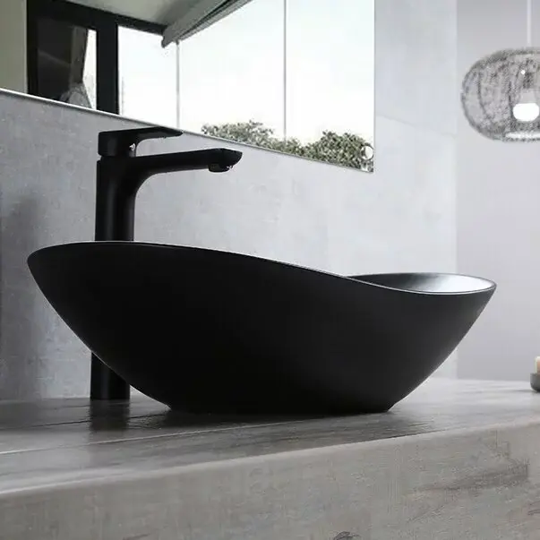 Lavoar negru mat pe blat Rea Royal 62 cm [2]