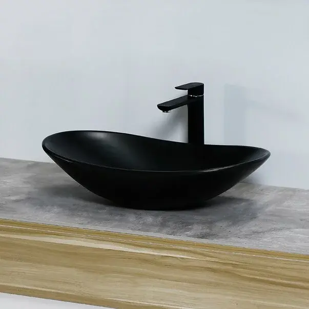 Lavoar negru mat pe blat Rea Royal 62 cm [3]