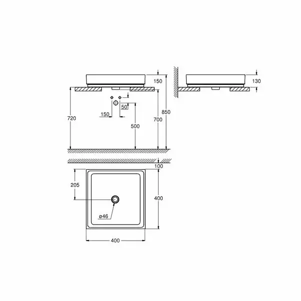 Lavoar patrat pe blat Grohe Cube Ceramic cu PureGuard 40x40 [3]
