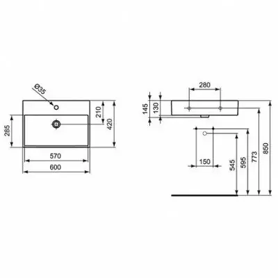 Lavoar pe blat 60x42 cm Ideal Standard Strada, K078101 [2]