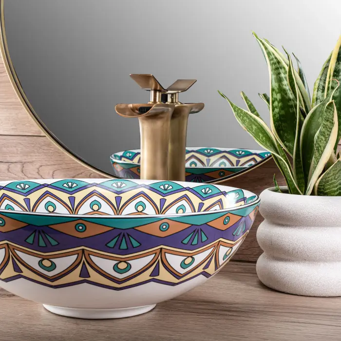 Lavoar pe blat Aztec Multicolor cu model, Rea [2]