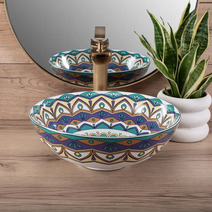Lavoar pe blat Aztec Multicolor cu model, Rea [3]