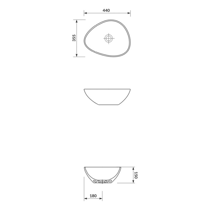 Lavoar pe blat, Cersanit, Moduo, asimetric, 45 cm, alb [2]