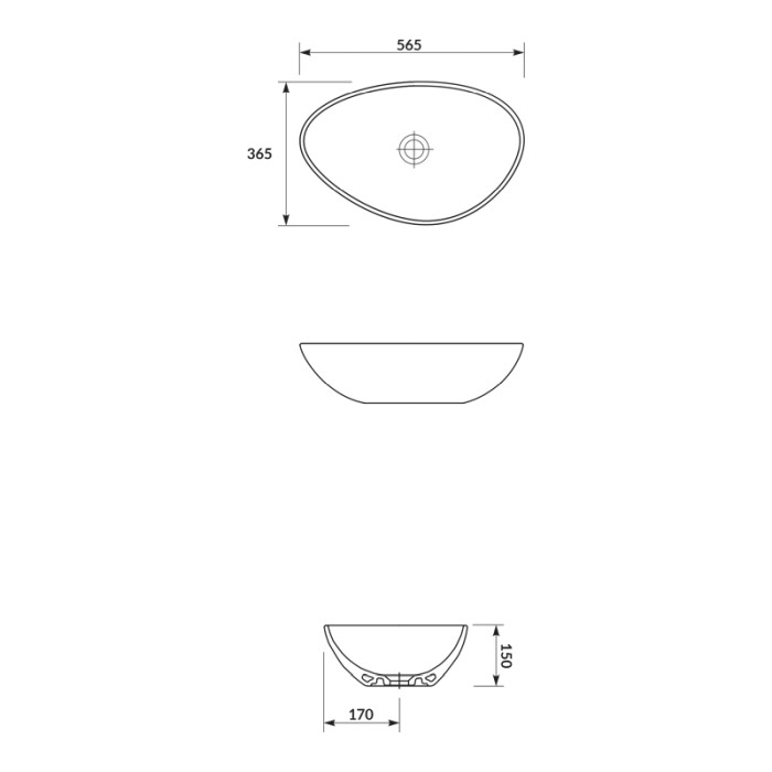 Lavoar pe blat, Cersanit, Moduo, asimetric, 55 cm, alb [2]