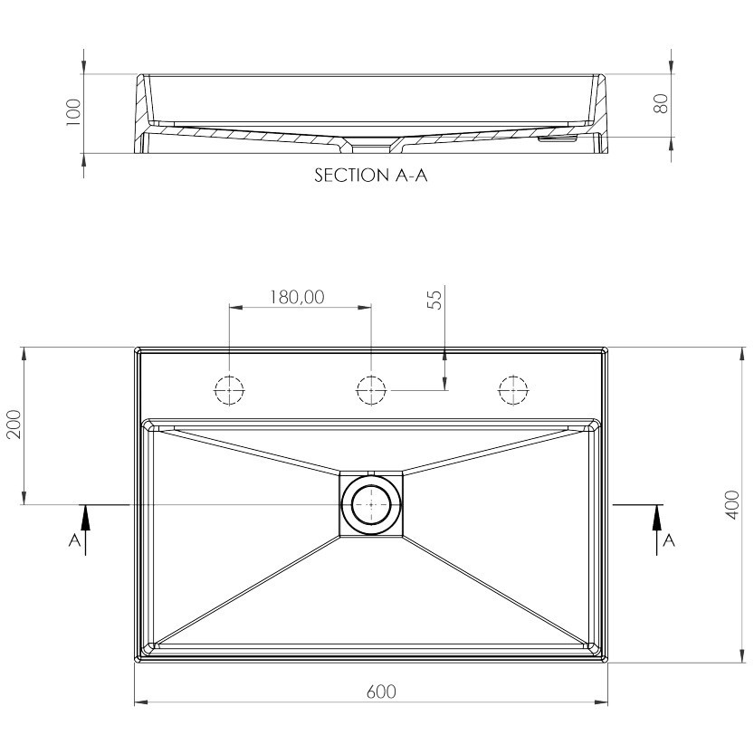 Lavoar pe blat Deante Correo antracit-metalic 40x60cm [5]