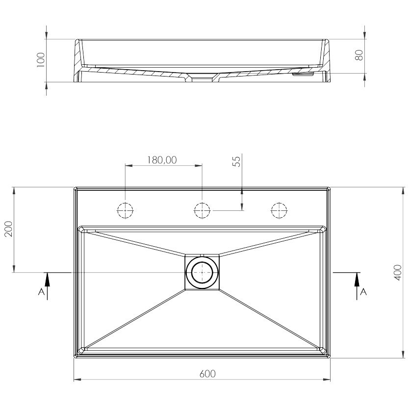 Lavoar pe blat Deante Correo gri-metalic 40x60cm [7]