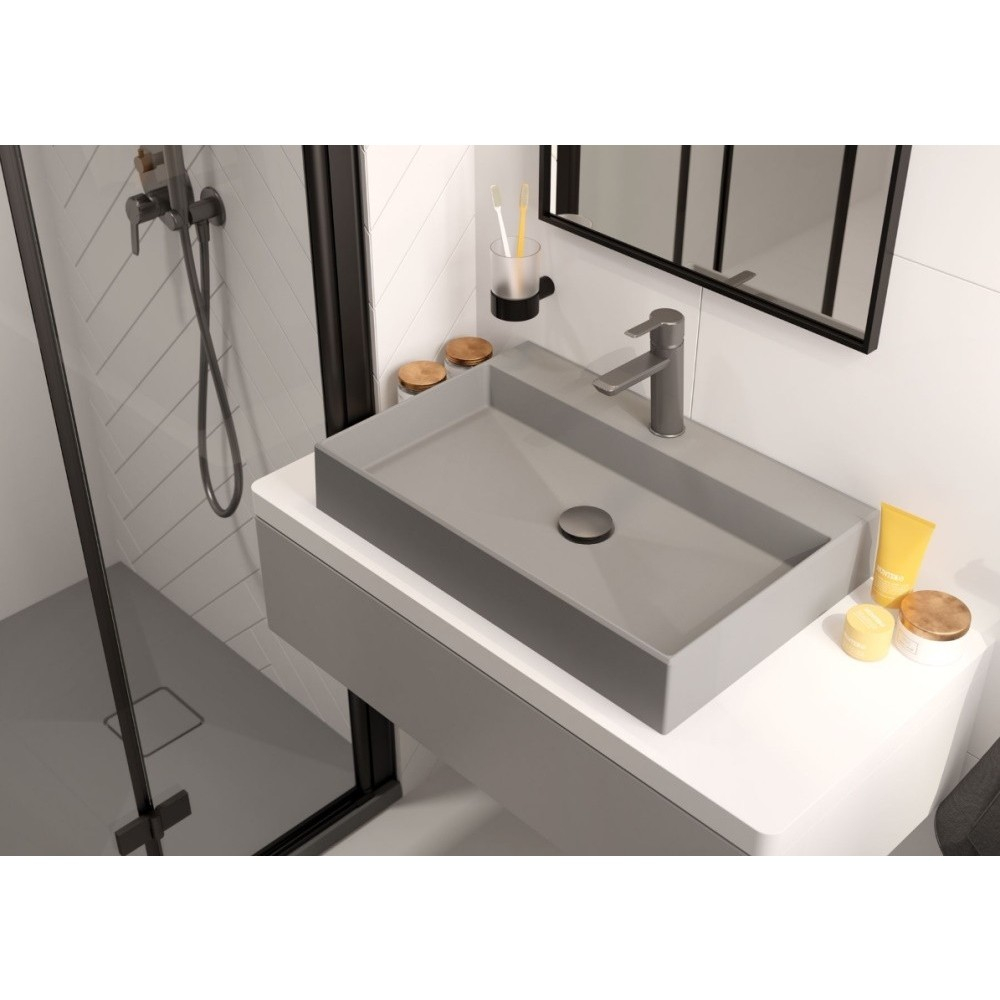 Lavoar pe blat Deante Correo gri-metalic 40x60cm [3]