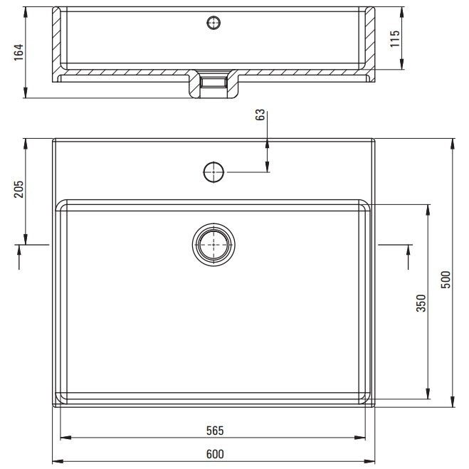 Lavoar pe blat Deante Temisto alb 50x60cm [5]