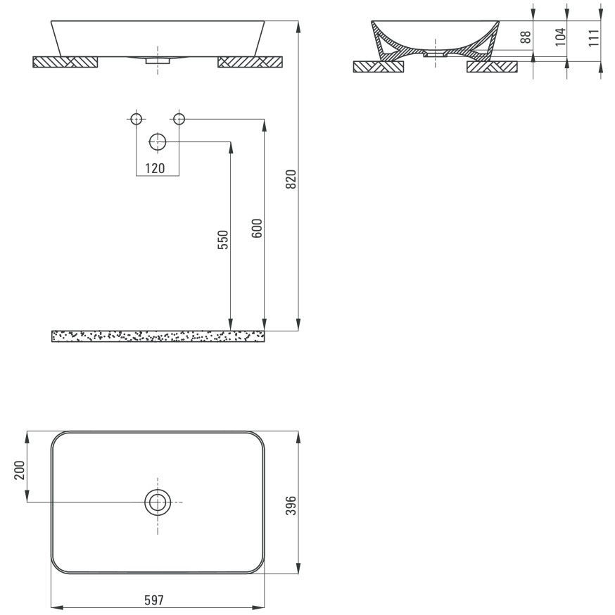 Lavoar pe blat Deante Tess alb 40x60cm [5]