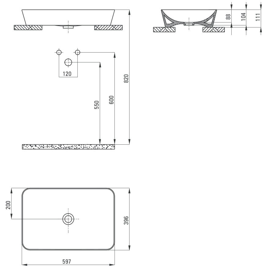 Lavoar pe blat Deante Tess negru-antracit 40x60cm [6]