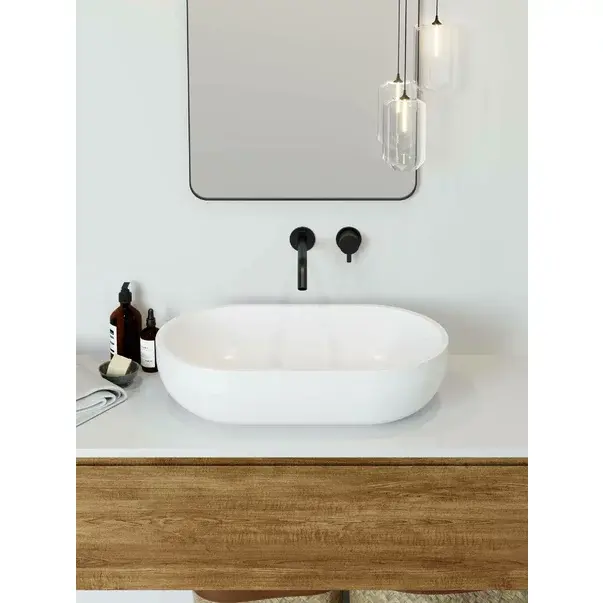 Lavoar pe blat din compozit Marmite Chira 60 cm alb [3]