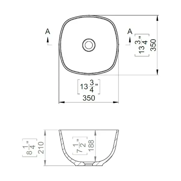 Lavoar pe blat din compozit Marmite Volos alb 40 cm [2]