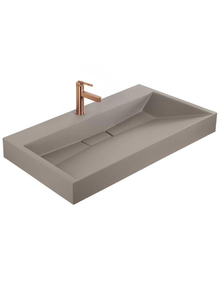 Lavoar compozit Rea Goya Taupe mat 100cm pe blat dreptunghiular [8]