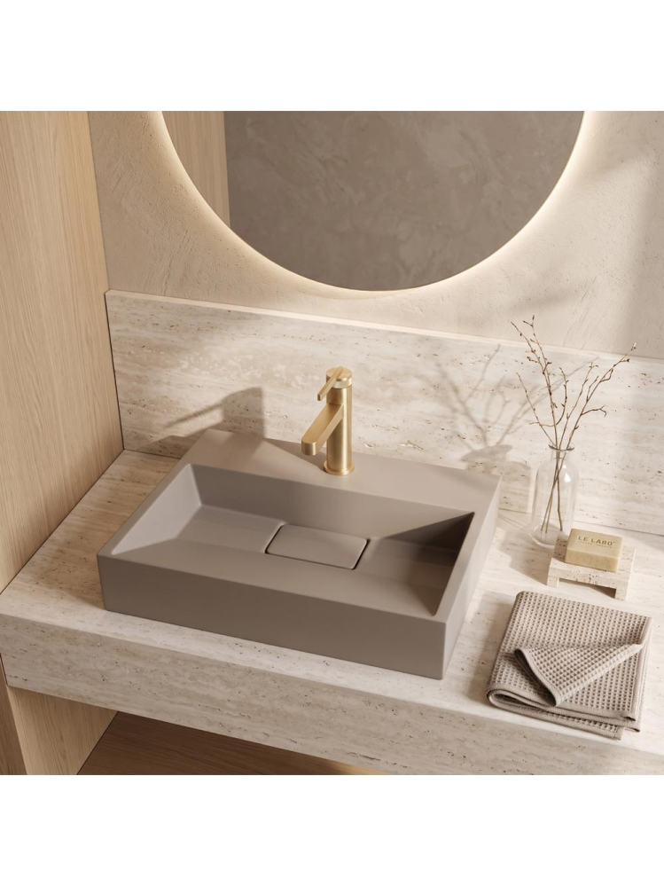 Lavoar compozit Rea Goya Taupe mat 500x370mm montaj blat sau perete [3]