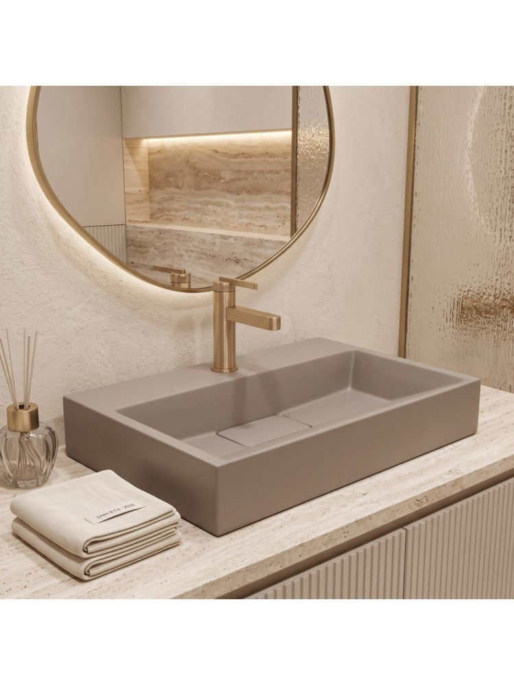 Lavoar compozit Rea Goya Taupe mat 600x370x140mm montaj blat perete [4]