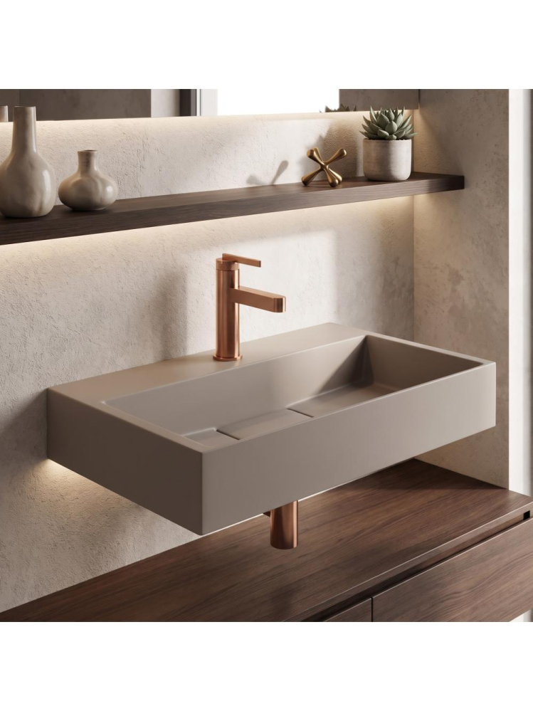 Lavoar compozit Rea Goya Taupe mat 600x370x140mm montaj blat perete [6]