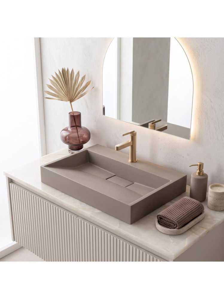 Lavoar compozit Rea Goya Taupe mat 700x460mm montaj blat perete [6]