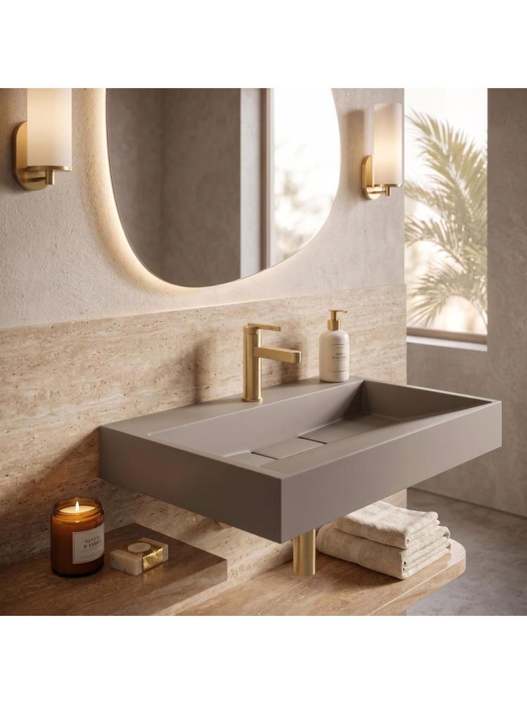 Lavoar compozit Rea Goya Taupe mat 700x460mm montaj blat perete [4]