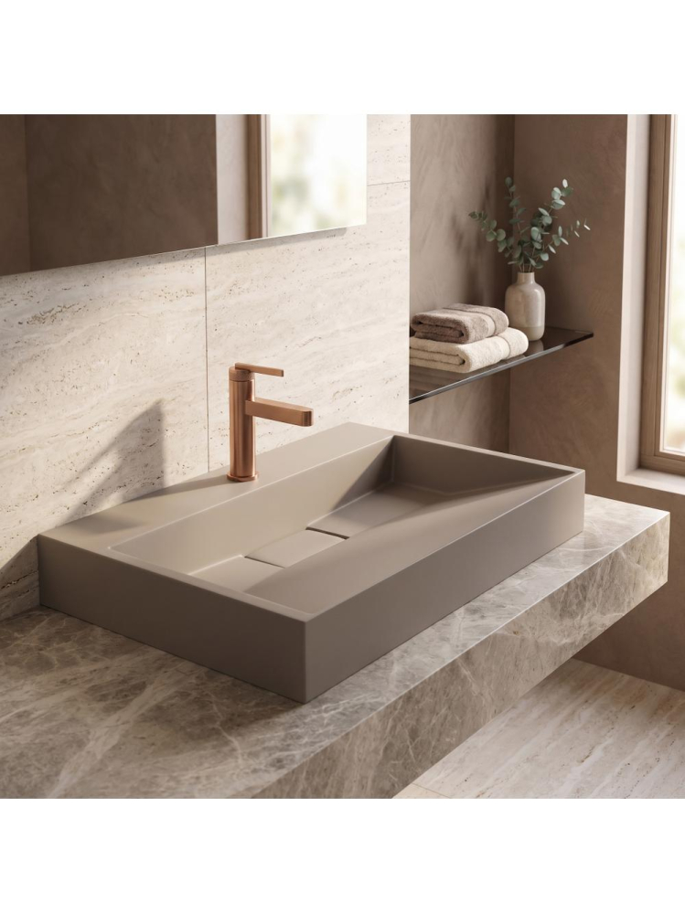 Lavoar compozit Rea Goya Taupe mat 700x460mm montaj blat perete [5]