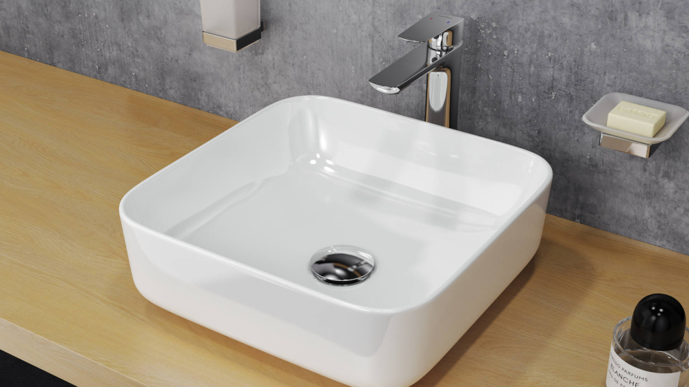 Lavoar pe blat Excellent Cori 38,5x38,5 cm pătrat alb lucios [2]