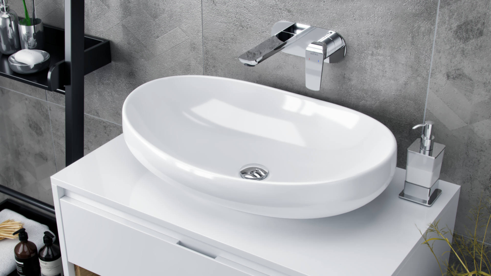 Lavoar blat Excellent Filina 2.0 63x42 cm oval alb lucios [2]