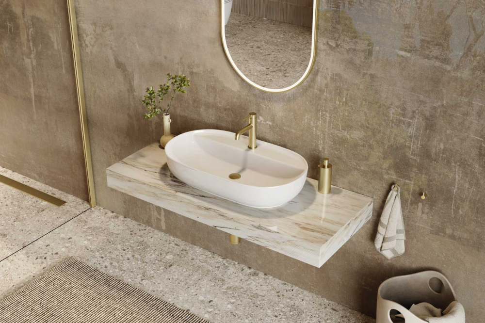 Lavoar pe blat Excellent Jima 71x41 cm oval alb lucios [4]