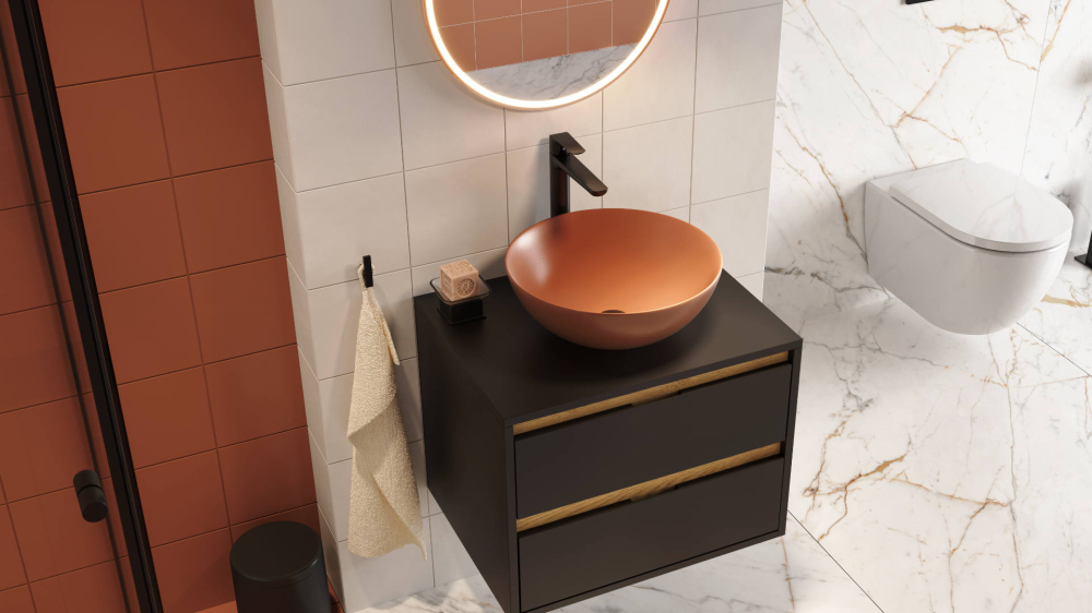 Lavoar de blat Excellent Luqa 40 cm rotund terracotta mat [3]