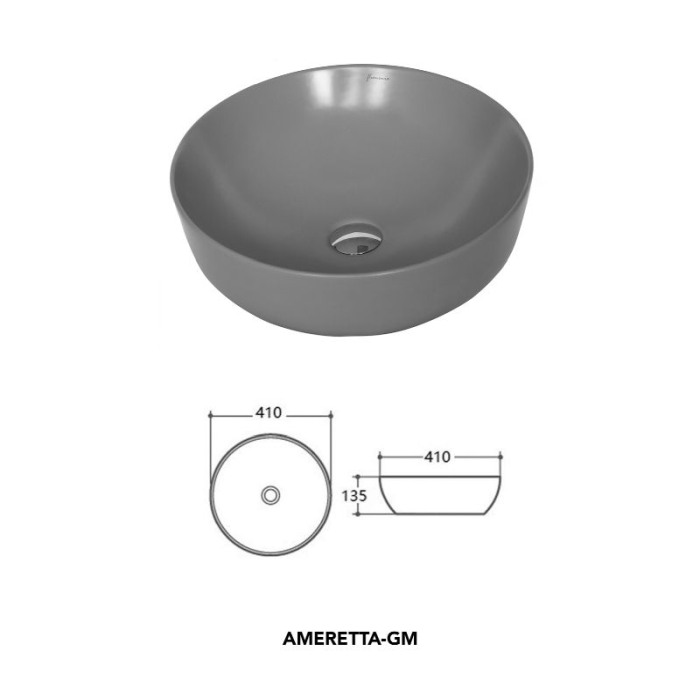 Lavoar pe blat, Fluminia, Amereta-MG, diametru 41 cm, gri mat [2]