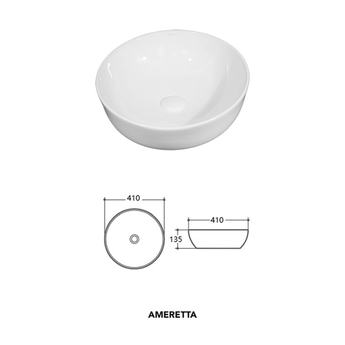 Lavoar pe blat Fluminia, Amereta, rotund, 41 x 41 cm, alb [2]