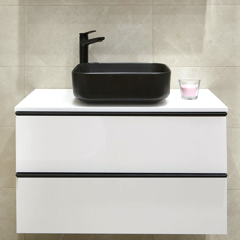 Lavoar pe blat, Fluminia, Andra, patrat, 38,5 x 38,5 cm, negru mat [5]